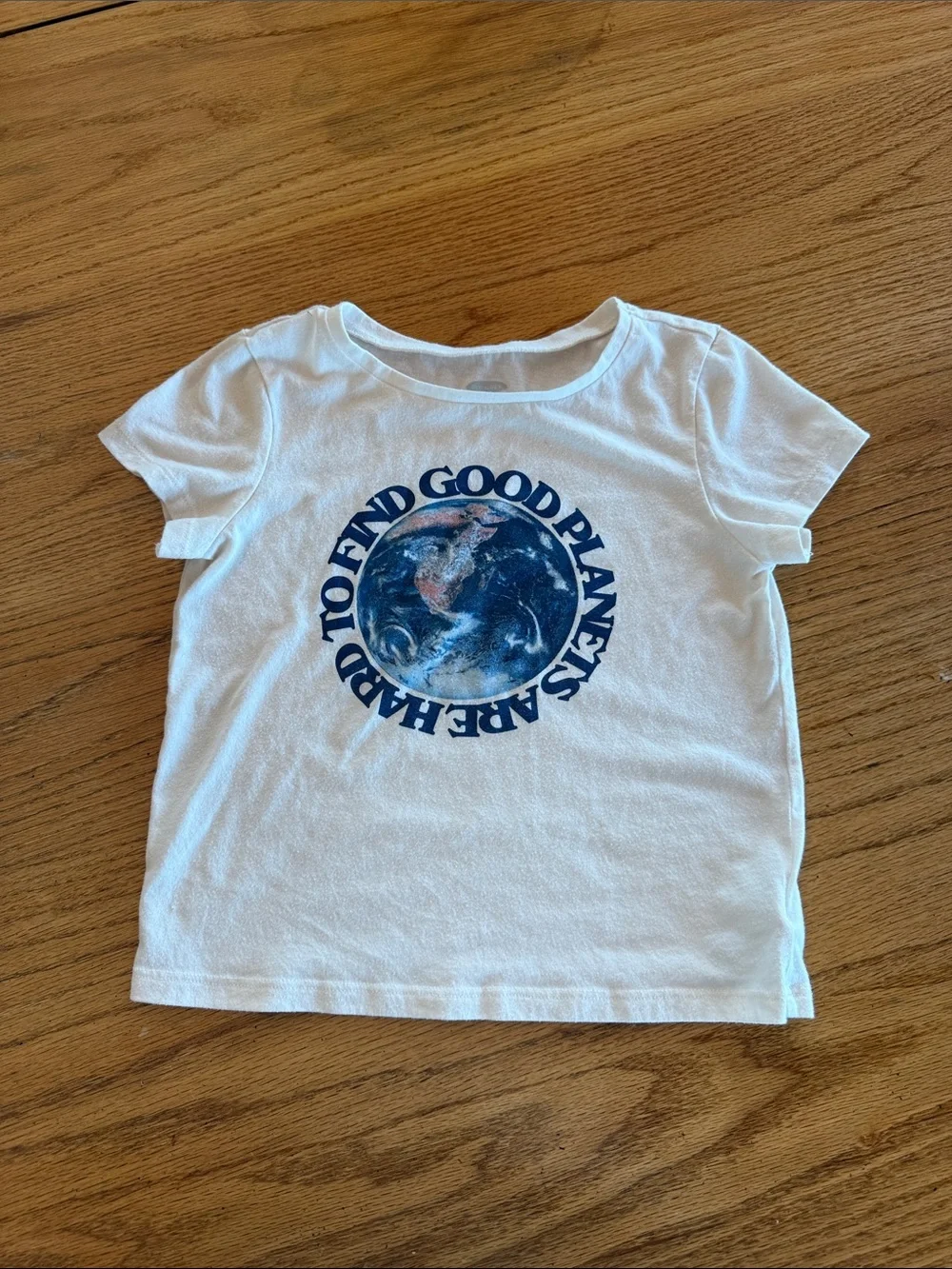 Old Navy White Tee with Blue Earth Globe Graphic